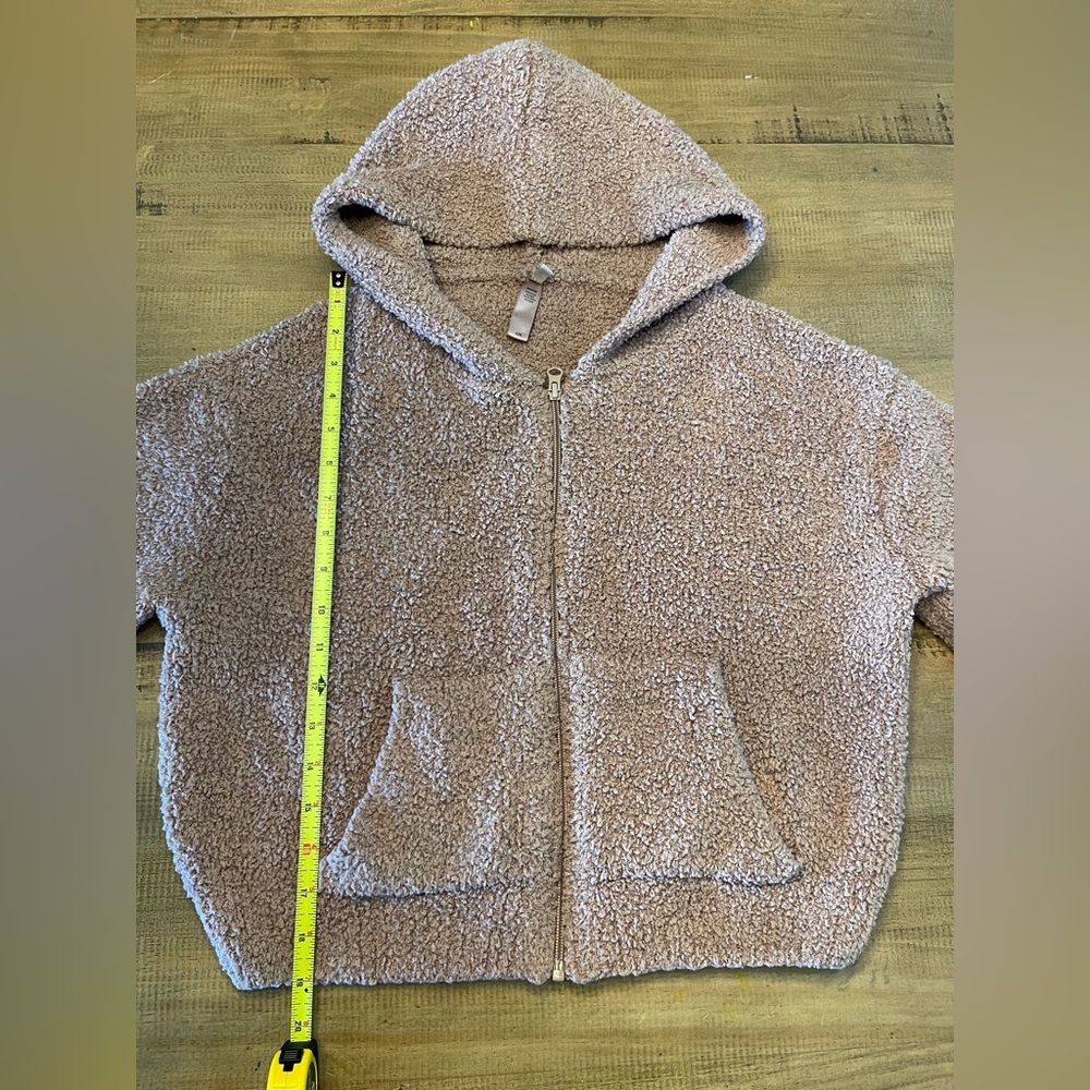 SKIMS Tan Teddy Bear Cropped Full Zip Hoodie Size S/M